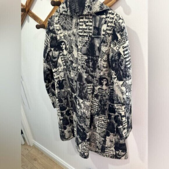 RARE - VINTAGE Desigual Black and White Graphic Women's Coat - Picture 4 of 16